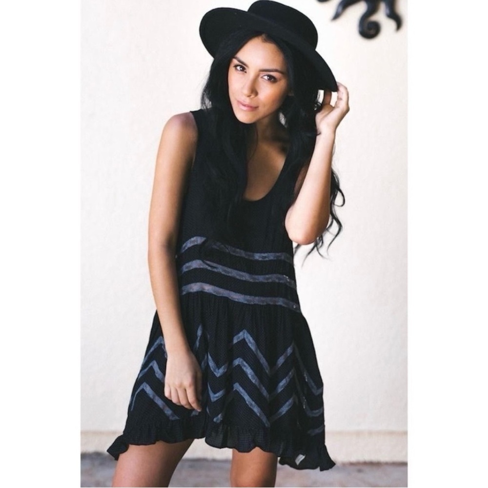 Free People Intimately Free Black Dot Slip Voile Trapeze Dress Size XS